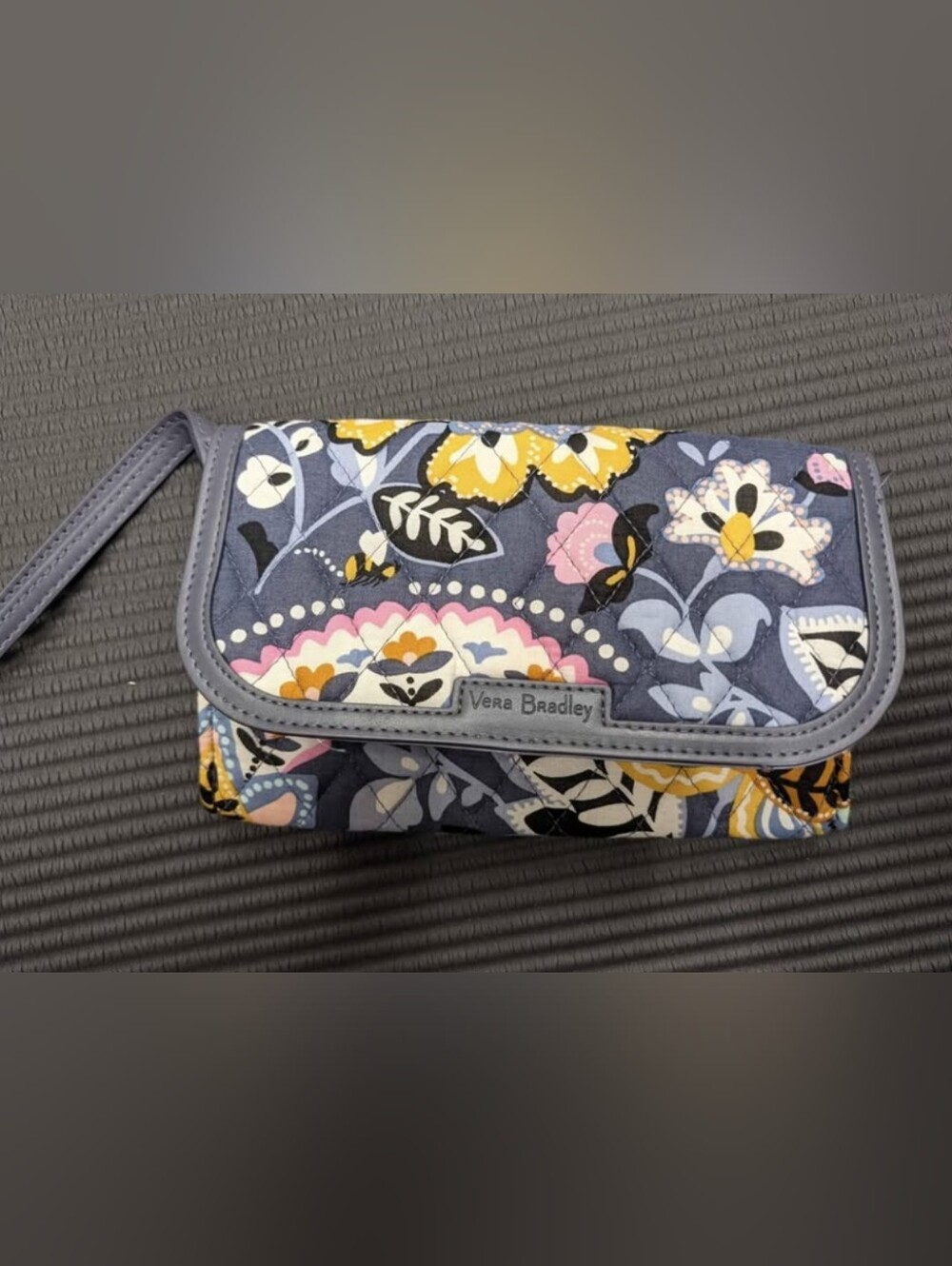 Vera Bradley Gray and Floral Wristlet